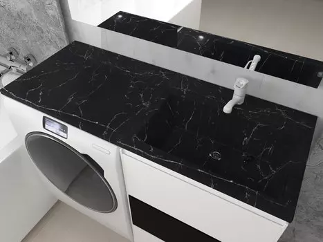 Раковина над стиральной машиной Stella Polar Мадлен 120 см SP-00001072 черный мрамор, правая