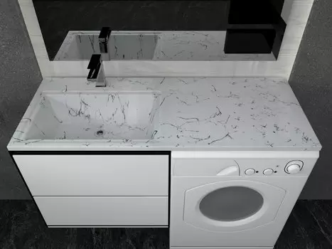 Раковина над стиральной машиной Stella Polar Мадлен 120 см SP-00001071 белый мрамор, левая