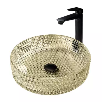 Раковина накладная Abber Glas 40 см AK2301GG золото