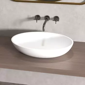 Раковина накладная Abber Stein 55 см AS2635 белая матовая