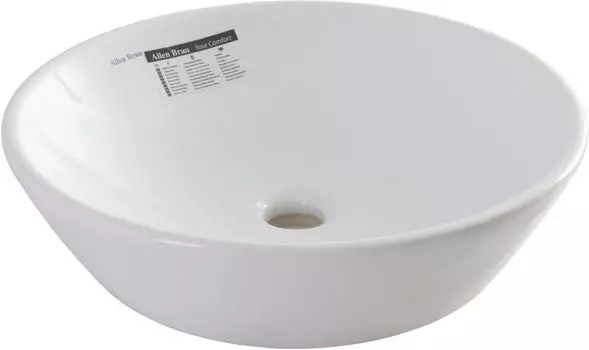 Раковина накладная Allen Brau Fantasy 45 см 4.11019.20 белая глянцевая, без перелива