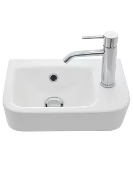 Раковина накладная AQUAme 38 см AQM5006R правая, белая глянцевая