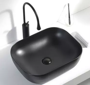 Накладная раковина Aquanet Lake-1-MB 50 см черная