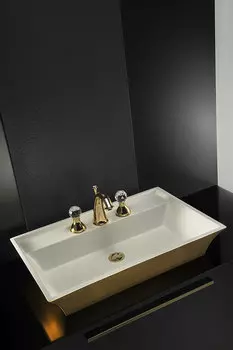 Раковина накладная Boheme 67 см 803 белая, золото