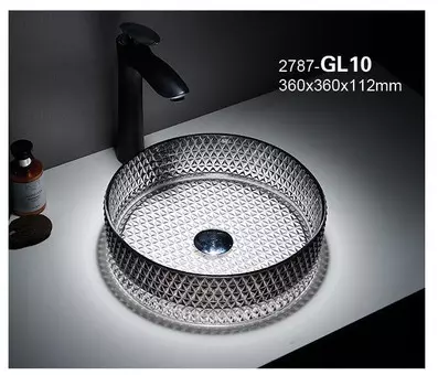 Раковина накладная CeramaLux 36 см GL10 белый-графит