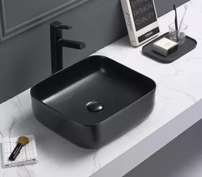 Раковина накладная CeramaLux 39 см 2106MB черная матовая