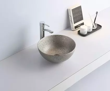 Раковина накладная CeramaLux 41 см 7226SS серебро