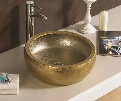 Раковина накладная CeramaLux 41 см J2023 золото