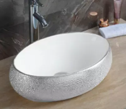 Раковина накладная CeramaLux 49 см 433SS бело-серая