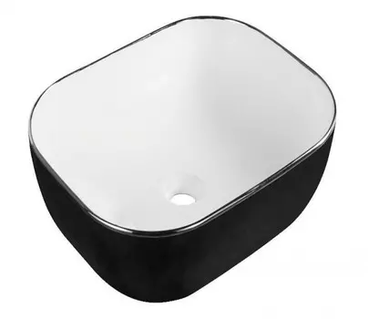 Раковина накладная CeramaLux 50 см D1302H134 белая, черная