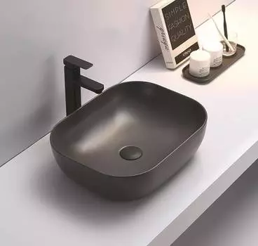 Раковина накладная CeramaLux 51 см 78104MDH-2 черная матовая