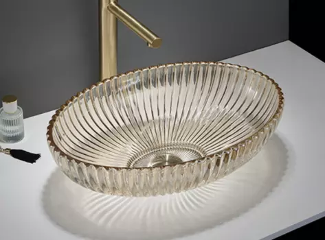 Раковина накладная CeramaLux 51 см GL49-CP золото