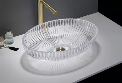 Раковина накладная CeramaLux 51 см GL49 прозрачная