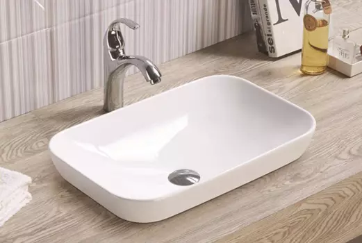 Раковина накладная CeramaLux 52 см E408D белая глянцевая