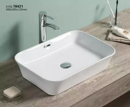 Раковина накладная CeramaLux 56 см 78431 белая глянцевая