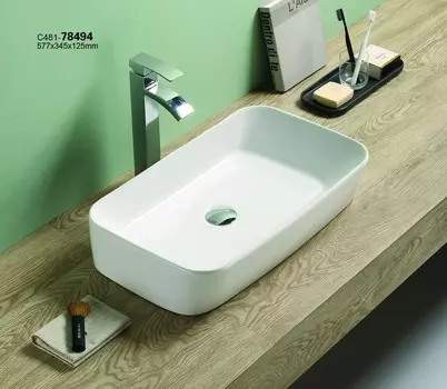 Раковина накладная CeramaLux 58 см 78494 белая глянцевая