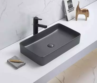 Раковина накладная CeramaLux 61 см 78189MDH-2 черная матовая