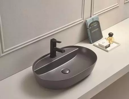 Раковина накладная CeramaLux 61 см 78325XMDH серая матовая