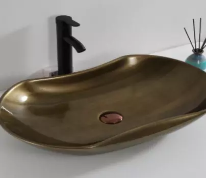 Раковина накладная CeramaLux 66 см D1334H466 коричневая