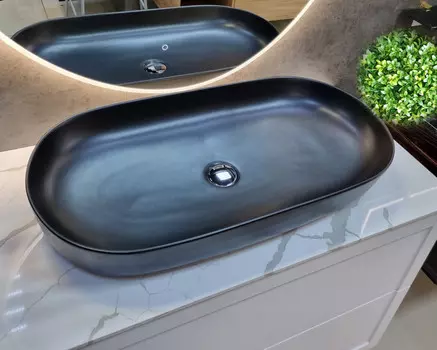 Раковина накладная CeramaLux 81 см 78327MB черная матовая