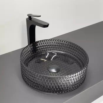 Раковина накладная Comforty 36 см CF21004 черная, прозрачная