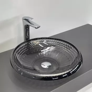 Раковина накладная Comforty 44 см CF21206 серая, прозрачная