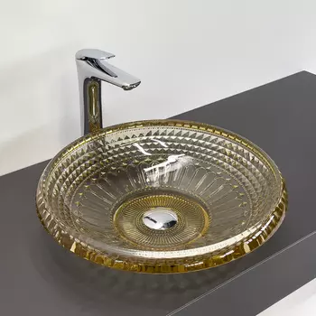 Раковина накладная Comforty 44 см CF21207 золото, прозрачная