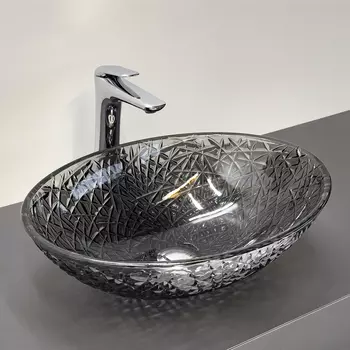 Раковина накладная Comforty 51 см CF28002 серая, прозрачная