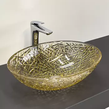 Раковина накладная Comforty 51 см CF28004 золото, прозрачная