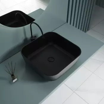 Раковина накладная Esbano ERCINA-N (matt black) 39 см ESRNERCINMB черная матовая