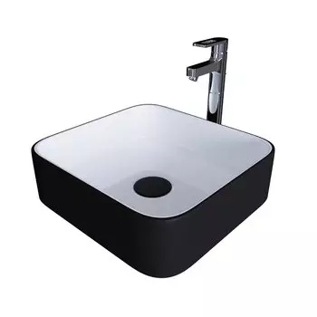 Раковина накладная Grossman GR-4042BW 38.5х38.5 черно-белый