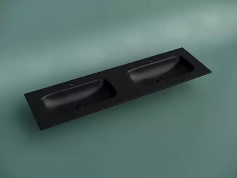 Раковина накладная мебельная Ceramica Nova Grace 1610x457x137 мм CN7023MB, с двумя чашами и отв под смеситель, черный матовый