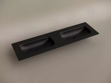 Раковина накладная мебельная Ceramica Nova Grace 1610x457x137 мм, с двумя чашами без отв под смеситель, черный матовый