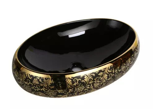 Раковина накладная Milleau BOUTIQUE 61 см MU8005-EGBG черная глянцевая, золото