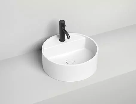 Раковина накладная Salini Armonia S-Sense 45 см 130117G из литьевого мрамора, белая глянцевая, с отверстием под смеситель