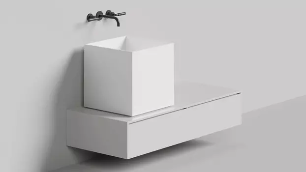 Раковина накладная Salini Armonia Square 03 S-Stone 130523M белая матовая