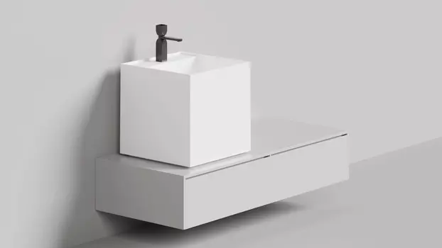 Раковина накладная Salini Armonia Square Top 03 S-Stone 130523TM белая матовая, без отверстия под смеситель