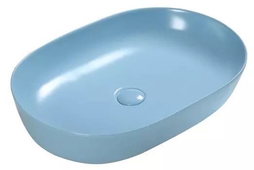Раковина накладная SantiLine 60 см SL-1017BL голубая матовая