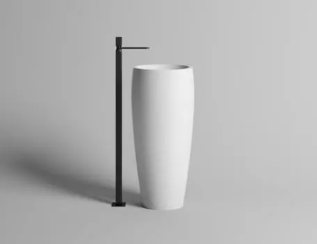 Раковина напольная Salini Armonia 03 S-Sense 47 см 130113G из литьевого мрамора, глянцевая белая c донным клапаном