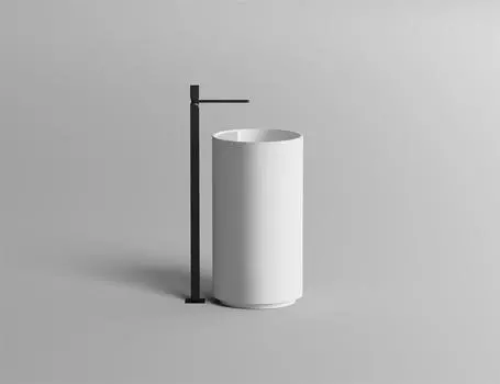 Раковина напольная Salini Armonia Top 01 S-Sense 45 см 130114G из литьевого мрамора, глянцевая белая, с донным клапаном, без о