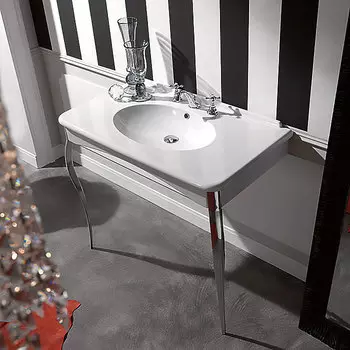 Раковина подвесная с ножками Kerasan Retro 100 см 1049K0 bi*3 cr legs белая, хром