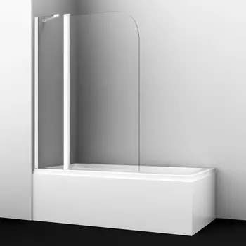 Шторка для ванны Wasserkraft Leine 110х140 35P02-110WHITE Fixed стекло прозрачное, профиль белый