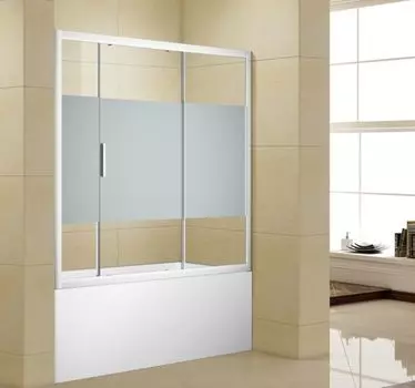 Шторка для ванны Aquanet Practic 165х150 AE10-B-165H150U-CP стекло прозрачное, шелкография, профиль хром