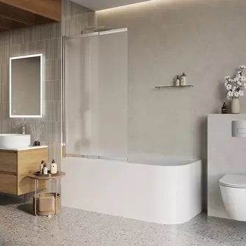 Шторка для ванны BelBagno Luce 90x145 LUCE-VF-11-90/145-P-Cr стекло матовое рифленое, профиль хром