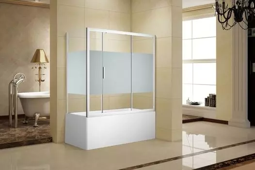 Шторка для ванны c боковой стенкой Aquanet Practic 75x180x150 254255 стекло прозрачное, шелкография, профиль хром