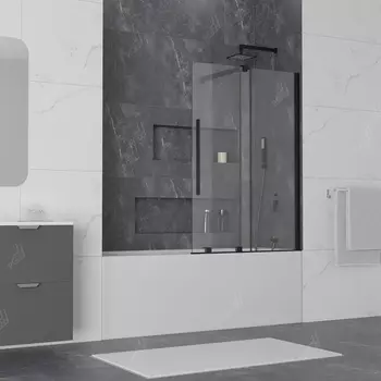 Шторка для ванны RGW Stilvoll SC-47 B 90 см профиль черный