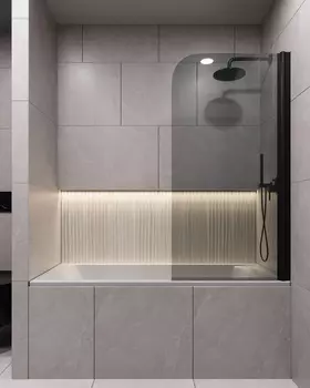 Шторка для ванны Timo 80x140 T28 стекло прозрачное, профиль черный