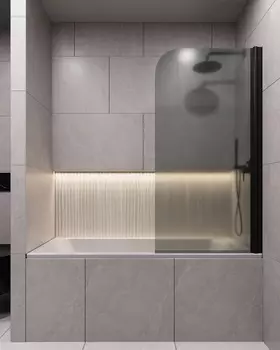 Шторка для ванны Timo 80x140 T31 стекло матовое, профиль черный