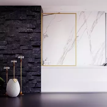 Шторка для ванны Veconi Palau 60x150 PL85G-60-01-C7 стекло прозрачное, профиль брашированное золото