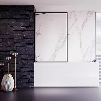 Шторка для ванны Veconi Palau 80x150 PL85B-80-01-C4 стекло прозрачное, профиль черный